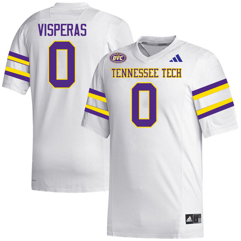Tennessee Tech Golden Eagles #0 Kekoa Visperas College Football Jerseys,Uniforms-White